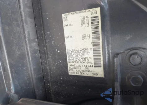 2009 Nissan Maxima 3.5 Sv z USA, uszkodzony, nr VIN 1N4AA51E39C834144